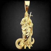 2.9" 14k Yellow Gold 3D Saint George Pendant
