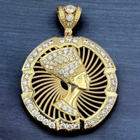 3” 14k Gold CZ Nefertiti Pendant