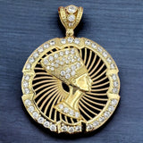 3” 14k Gold CZ Nefertiti Pendant