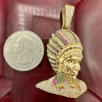 2.1" 14k Gold 3D Native Chief Pendant