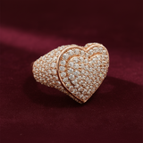 14K Rose Gold 3D Heart Ring