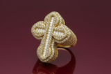 14K Gold 3D Cross Ring