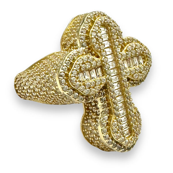 14K Gold 3D Cross Ring