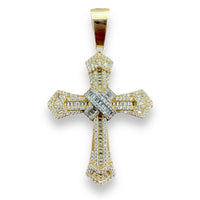 2.2” 14k Yellow Gold CZ Cross Pendant