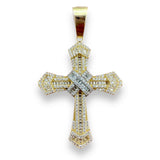 2.2” 14k Yellow Gold CZ Cross Pendant