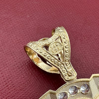 3” 14k Gold CZ Nefertiti Pendant