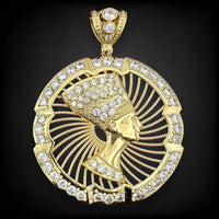 3” 14k Gold CZ Nefertiti Pendant