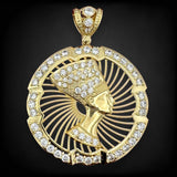 3” 14k Gold CZ Nefertiti Pendant