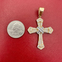 2.2” 14k Yellow Gold CZ Cross Pendant