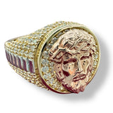 14k Tri-color Gold Jesus Face Ring