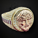14k Tri-color Gold Jesus Face Ring