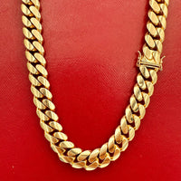 11mm 14k Yellow Gold Miami Cuban Link Chain
