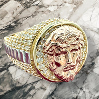 14k Tri-color Gold Jesus Face Ring