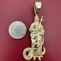 2.9" 14k Yellow Gold 3D Saint George Pendant