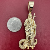 2.9" 14k Yellow Gold 3D Saint George Pendant