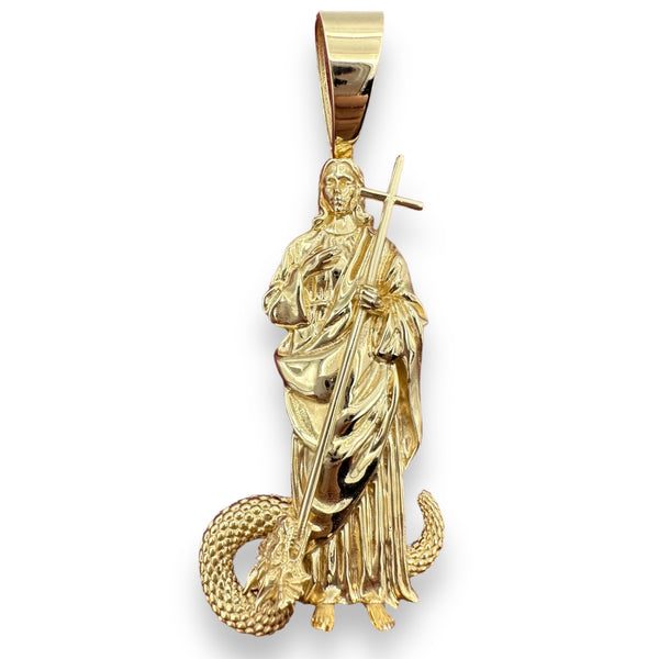 2.9" 14k Yellow Gold 3D Saint George Pendant