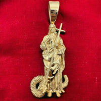 2.9" 14k Yellow Gold 3D Saint George Pendant