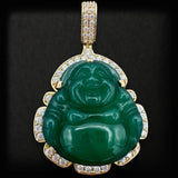 2.2" 14k Gold Green Laughing Buddha Pendant