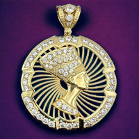3” 14k Gold CZ Nefertiti Pendant