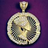 3” 14k Gold CZ Nefertiti Pendant