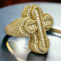 14K Gold 3D Cross Ring