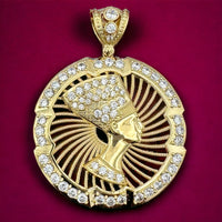 3” 14k Gold CZ Nefertiti Pendant