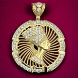 3” 14k Gold CZ Nefertiti Pendant