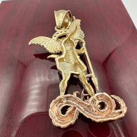 14k Tri-color Gold Saint Michael Pendant, St Michael Pendant