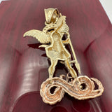 14k Tri-color Gold Saint Michael Pendant, St Michael Pendant