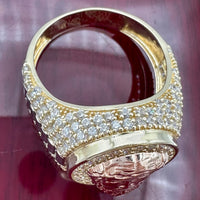 14k Tri-color Gold Jesus Face Ring