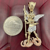 14k Tri-color Gold Saint Michael Pendant, St Michael Pendant