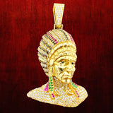 2.1" 14k Gold 3D Native Chief Pendant