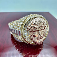14k Tri-color Gold Jesus Face Ring