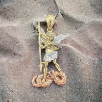 14k Tri-color Gold Saint Michael Pendant, St Michael Pendant