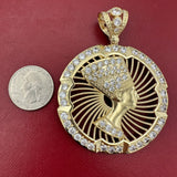 3” 14k Gold CZ Nefertiti Pendant