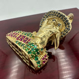 2.1” 14k Yellow Gold CZ Freddy Krueger Pendant