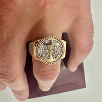 14K Tri-color Gold CZ Anchor Ring