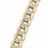 10k Two-tone Gold 8.8mm Diamond-cut Curb Bracelet
