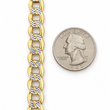 10k Two-tone Gold 8.8mm Diamond-cut Curb Bracelet