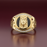 14k Gold Fancy Jesus Head Ring