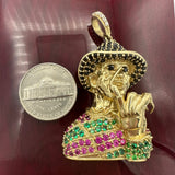 2.1” 14k Yellow Gold CZ Freddy Krueger Pendant