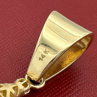 3.2” 14k Yellow Gold 3D Our Lady of Charity Del Cobre Pendant