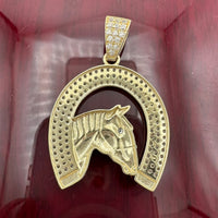 1.5” 14k Gold CZ Horse Shoe Pendant