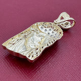 1.6" 14k Gold Jesus Head Pendant