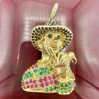 2.1” 14k Yellow Gold CZ Freddy Krueger Pendant