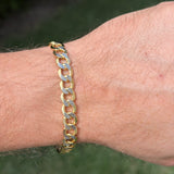 10k Two-tone Gold 8.8mm Diamond-cut Curb Bracelet