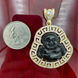 14k Gold Black Laughing Buddha Pendant