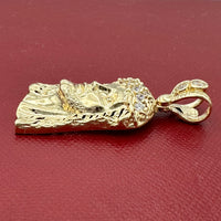 1.6" 14k Gold Jesus Head Pendant