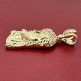 1.6" 14k Gold Jesus Head Pendant