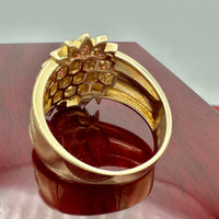 14k Yellow Gold CZ Native Chief Ring